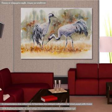 Πίνακας σε καμβά Γερανοί, Pair of a crane birds