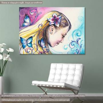 Canvas print Summer girl with a lily in her hair
