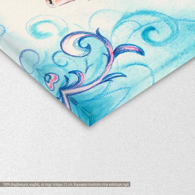 Canvas print Summer girl with a lily in her hair, detail