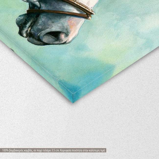 Gray horse watercolor, πίνακας σε καμβά, λεπτομέρεια