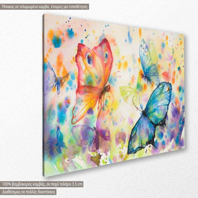 Canvas print  Colorful flying butterflies, side
