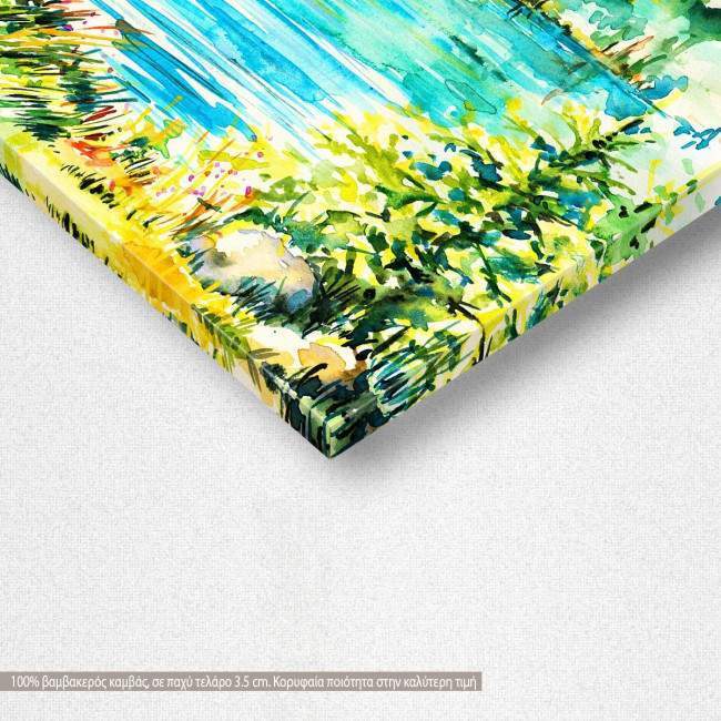 Birch on the shore of lake, πίνακας σε καμβά, λεπτομέρεια