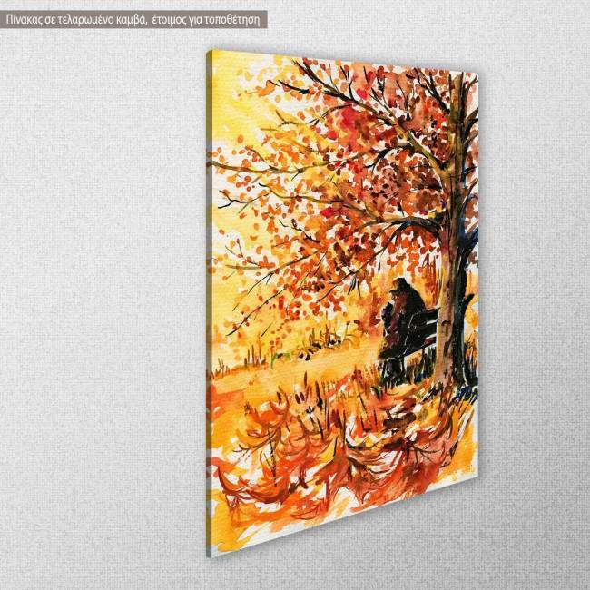 Canvas print Lonely man on the bench, side