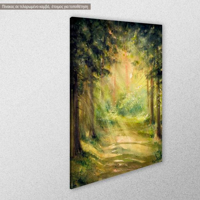 Sunny summer forest watercolors, πίνακας σε καμβά, κοντινό