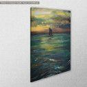 Canvas print Sailing boat on ocean before storm, side