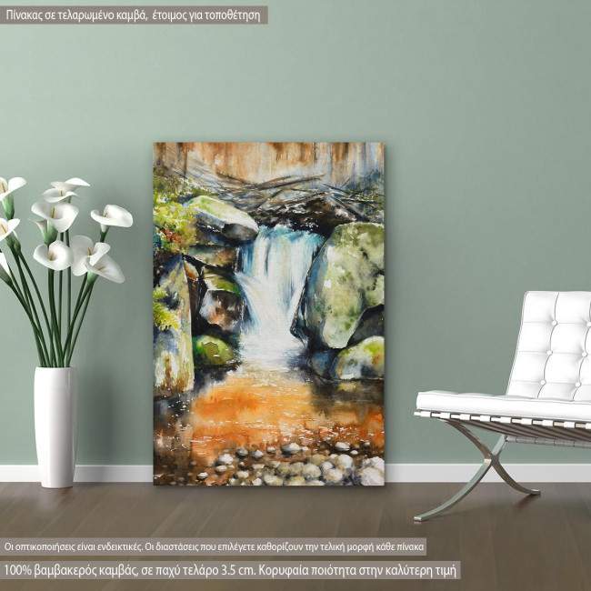 Πίνακας σε καμβά Καταρράκτης, Waterfall in deep autumn forest