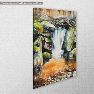 Πίνακας σε καμβά Καταρράκτης Waterfall in deep autumn forest Όψη 1 2