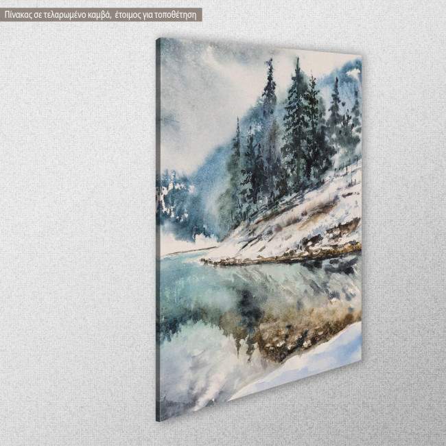 Canvas print Mountain lake and trees, side