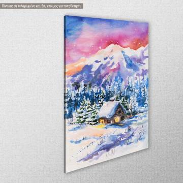 Canvas print  Winter cabin in the woods View 1 2