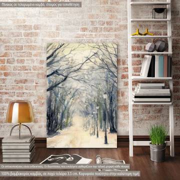 Canvas print  Footpath in a winter city park