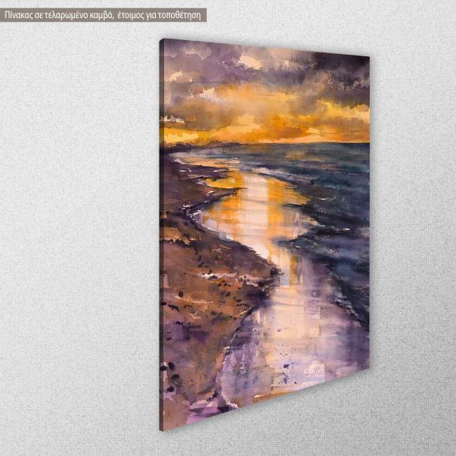 Beautiful colors after sunset on a beach, πίνακας σε καμβά, κοντινό