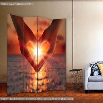 Room divider Sunset in heart hands