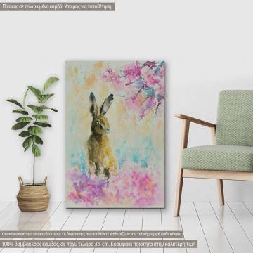 Πίνακας σε καμβά Λαγός, Hare on the spring meadow