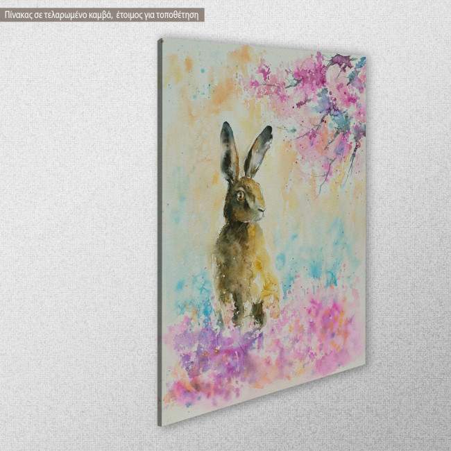 Hare on the spring meadow, πίνακας σε καμβά, κοντινό