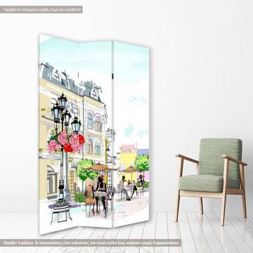 Room divider Street cafe 160 x 180 cm (4 panels) View 3 2