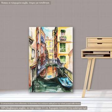 Venice canal watercolor πίνακας σε καμβά