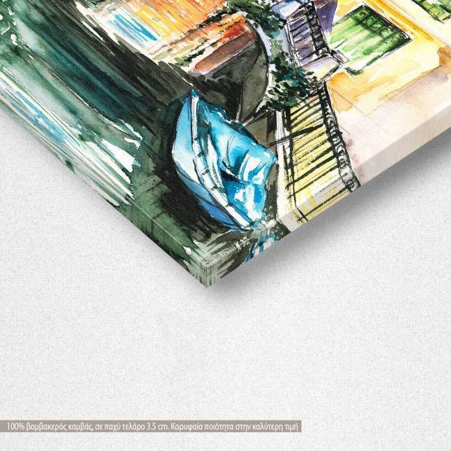 Venice canal watercolor canvas print, detail