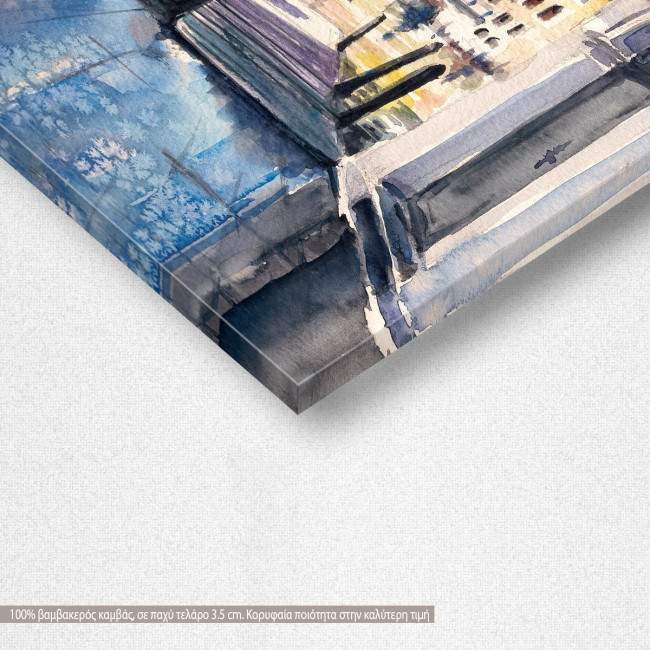 Venice architecture watercolor canvas print, detail