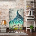 Canvas print Illustration of peacock as night sky over city