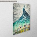 Canvas print Illustration of peacock as night sky over city, side