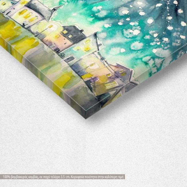 Canvas print Illustration of peacock as night sky over city, detail