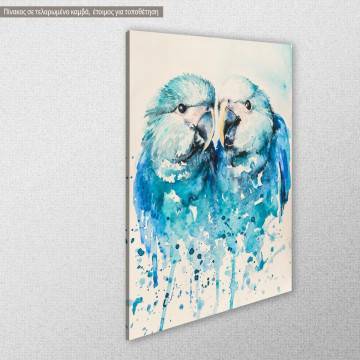 Canvas print Two little blue parrots View 1 2
