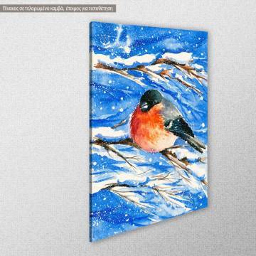 Πίνακας σε καμβά Κακκινολαίμης. Bullfinch in winter Όψη 1 2
