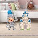 Wooden figure Knight and castle blue