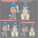Wooden figure Knight and castle blue