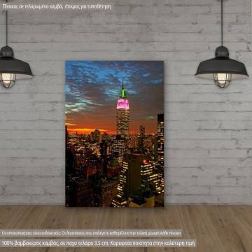 Πίνακας σε καμβά Νέα Υόρκη, New York City midtown skyline at dark