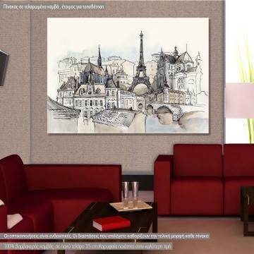 Canvas print Paris, Paris scenery watercolors