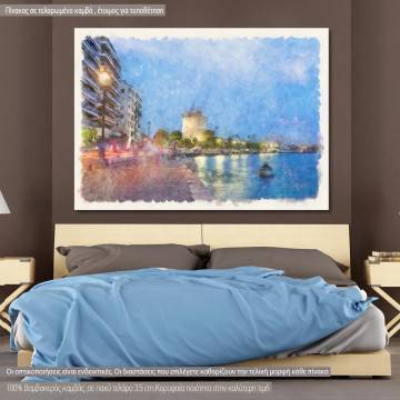 Canvas print White tower Thessaloniki watercolor
