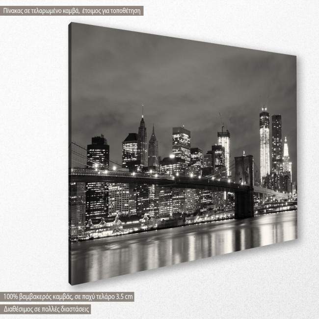 Canvas print View of Brooklyn bridge grayscale, side