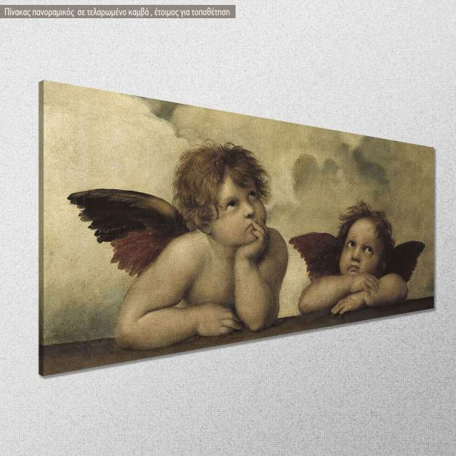 Canvas print Winged angels, Raphael, panoramic, side