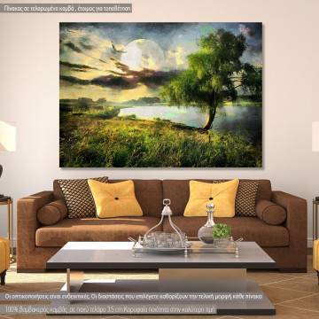 Canvas print  Willow and moon painting