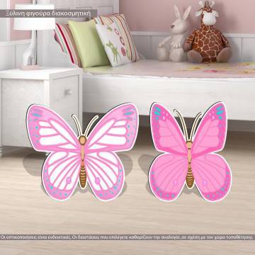 Wooden figure Butterflies pink set 2 pc