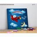 Kids canvas print Red airplane at night