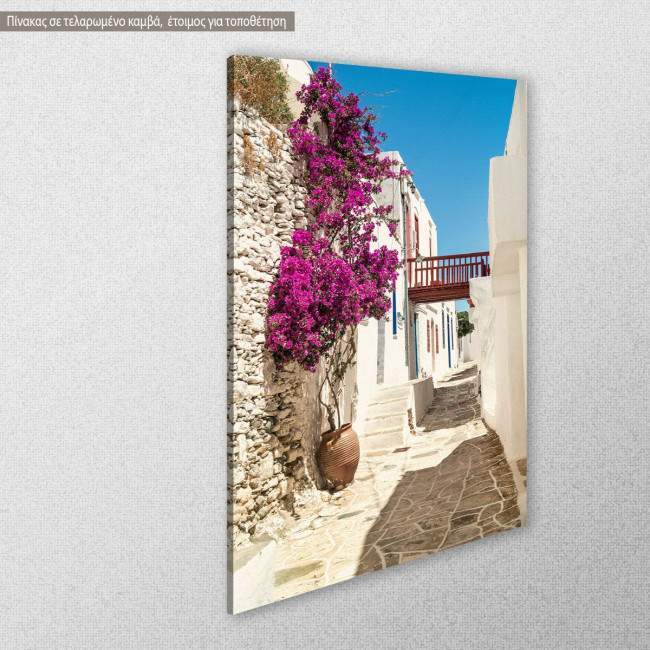 Traditional greek alley on Sifnos, πίνακας σε καμβά, κοντινό