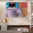 Canvas print Old bike and colorfoul wall