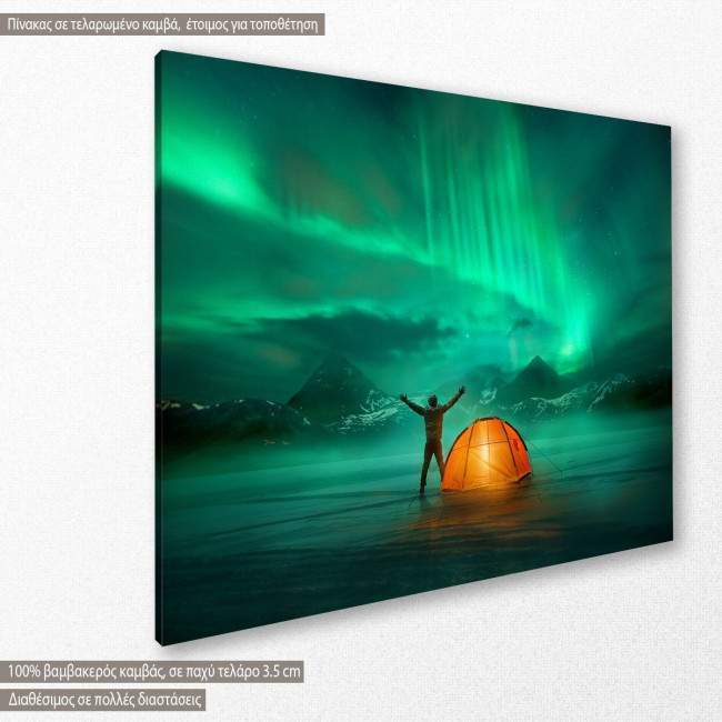 Canvas print  Camping in wild northern mountains, side