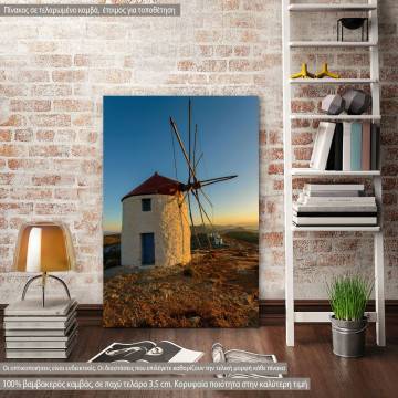 Πίνακας σε καμβά Αμοργός, Windmill In Amorgos