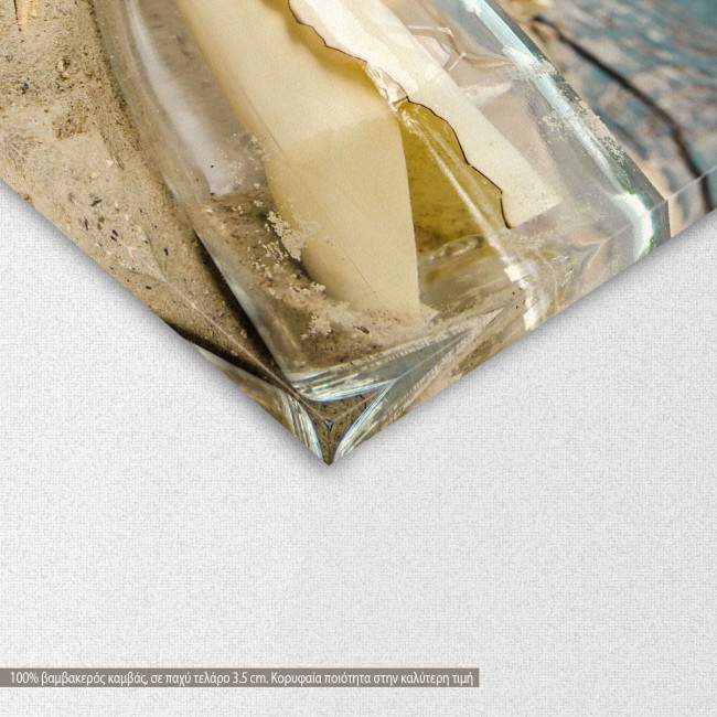 Bottle post with shells and sand, πίνακας σε καμβά, λεπτομέρεια