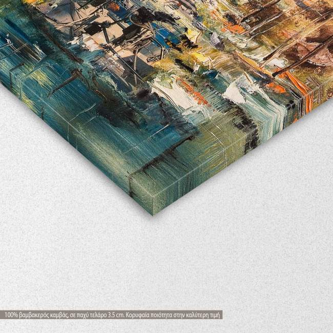 Boats at harbor canvas print, detail