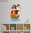 Αυτοκόλλητο τοίχου, Μικρός πειρατής, με πειρατικό πλοίο και όνομα
