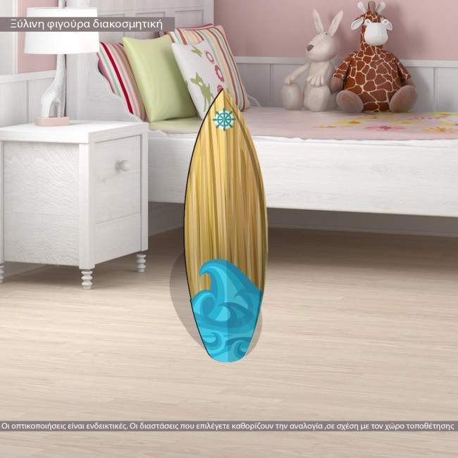 Wooden figure printed Surf board