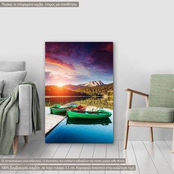 Canvas print Boats on Black lake