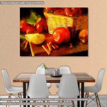 Πίνακας σε καμβά Apples with cinnamon sticks