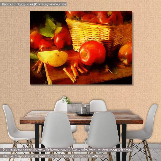 Πίνακας σε καμβά Apples with cinnamon sticks