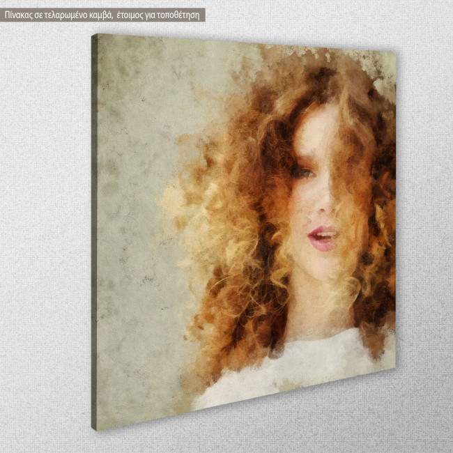 Πίνακας σε καμβά Beautiful girl painting, κοντινό