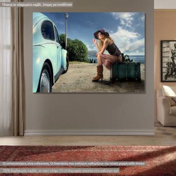 Canvas print Woman with a beatle